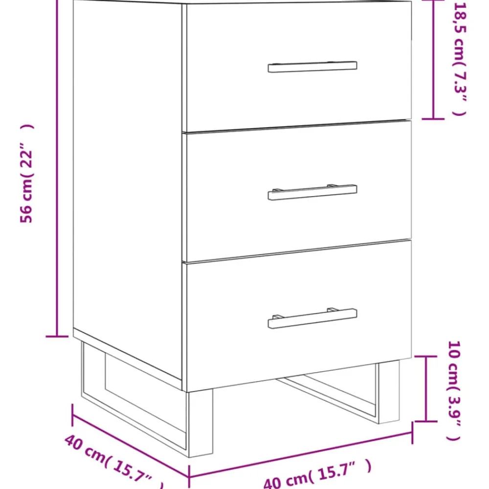 vidaXL Mesas-Mesita de noche madera de ingeniería 40x40x66 cm