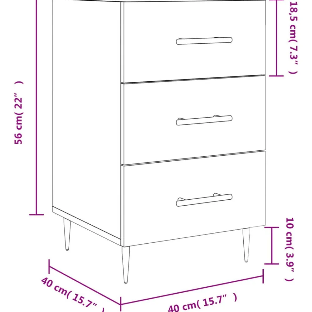 vidaXL Mesita de noche madera de ingeniería 40x40x66 cm Roble Sonoma Outlet