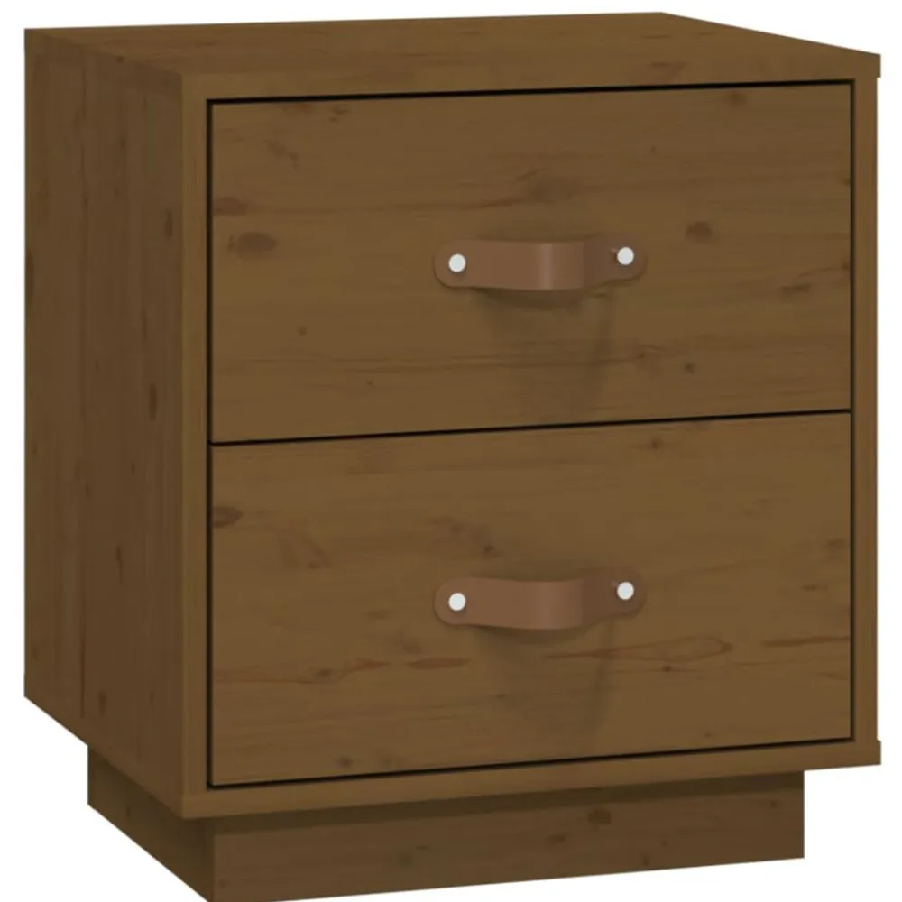 vidaXL Mesas-Mesita de noche madera maciza de pino marrón miel 40x34x45 cm