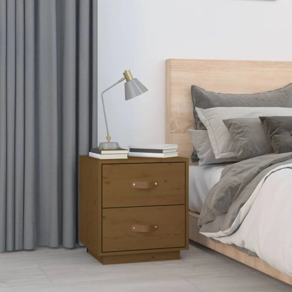 vidaXL Mesas-Mesita de noche madera maciza de pino marrón miel 40x34x45 cm