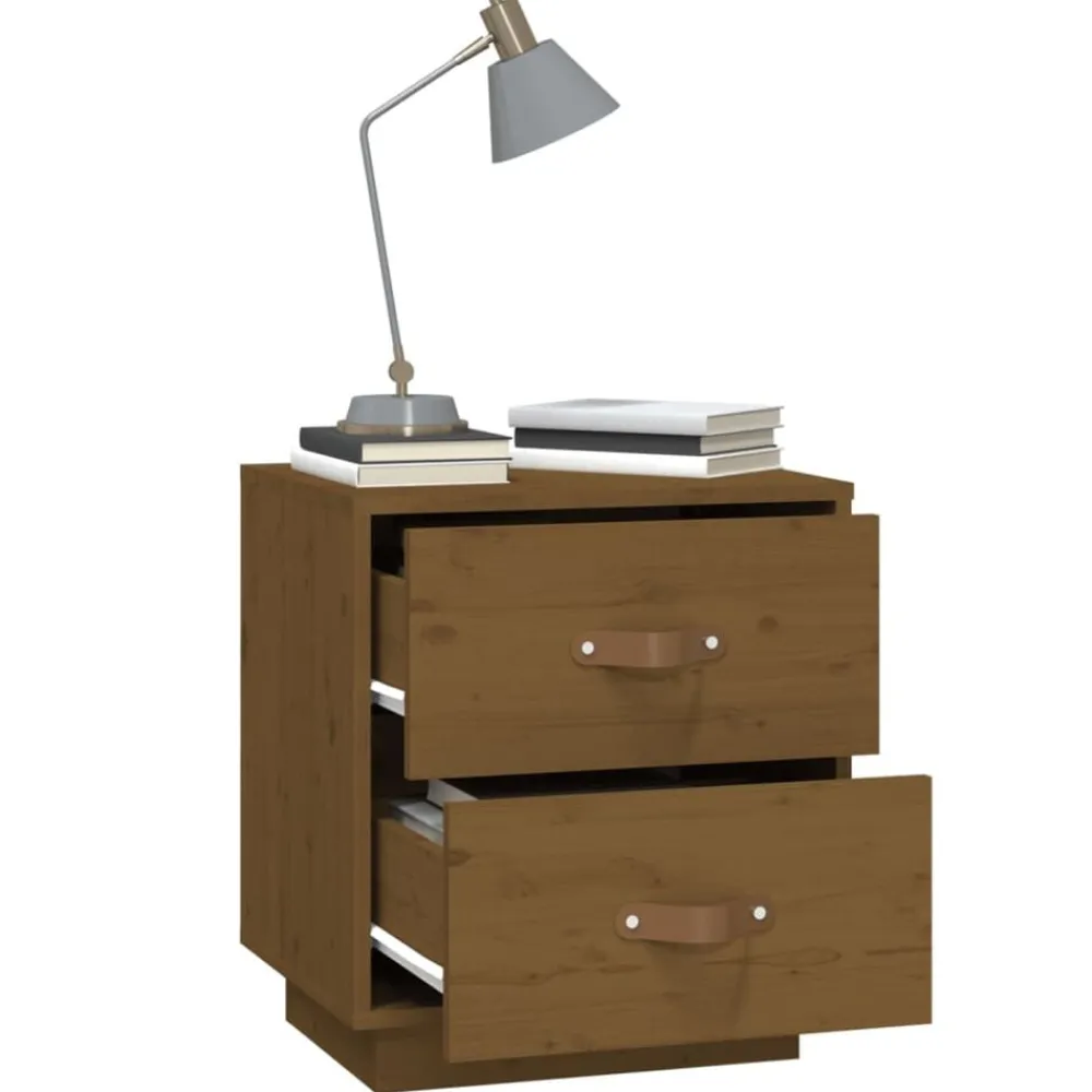 vidaXL Mesas-Mesita de noche madera maciza de pino marrón miel 40x34x45 cm
