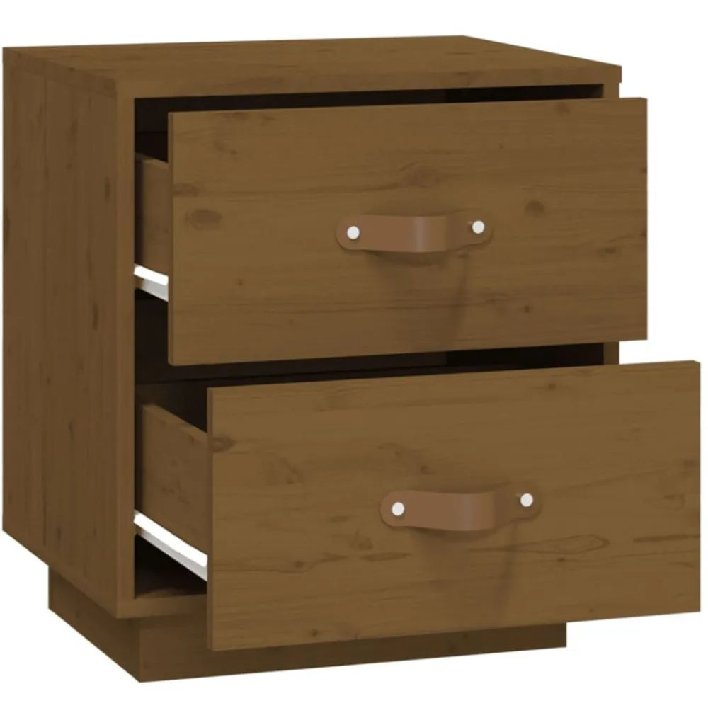 vidaXL Mesas-Mesita de noche madera maciza de pino marrón miel 40x34x45 cm