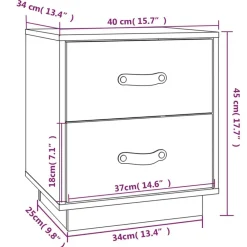 vidaXL Mesas-Mesita de noche madera maciza de pino marrón miel 40x34x45 cm