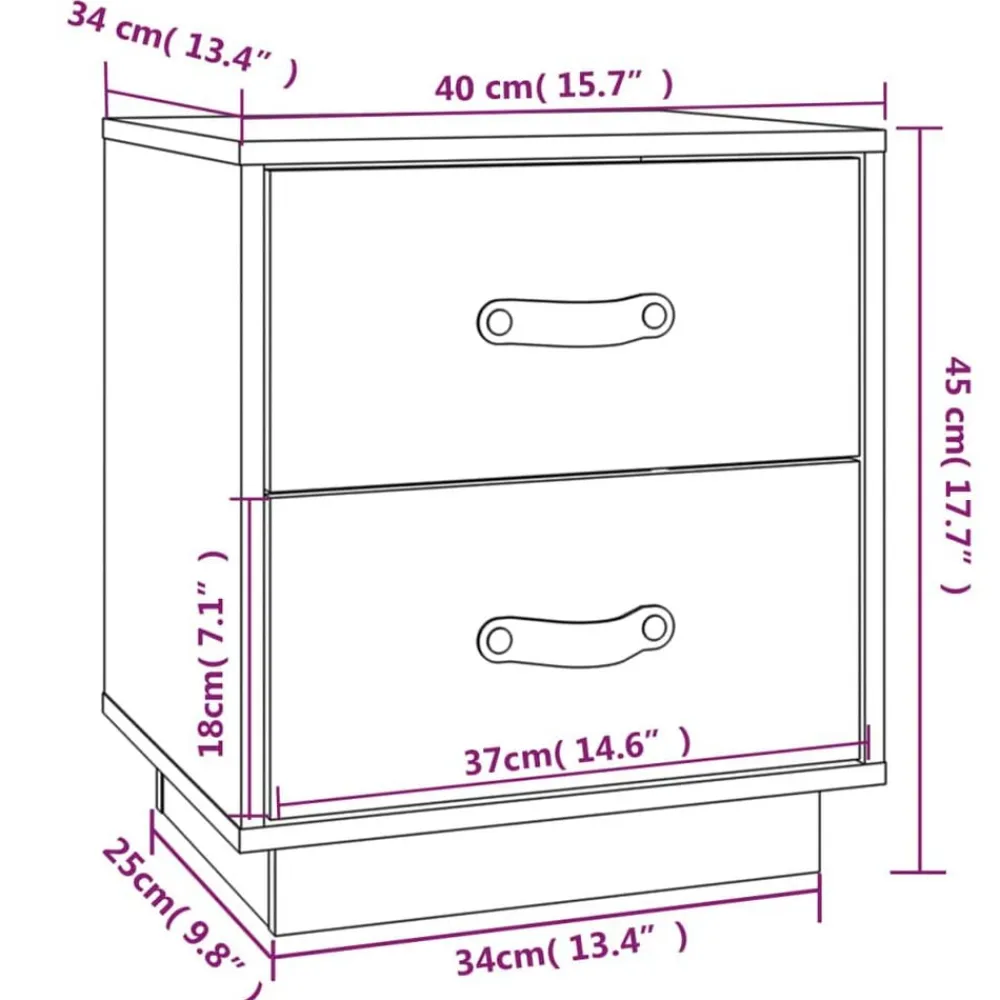 vidaXL Mesas-Mesita de noche madera maciza de pino marrón miel 40x34x45 cm