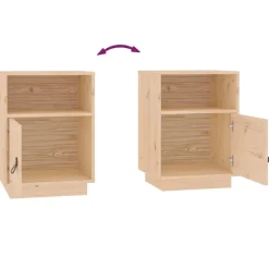 vidaXL Mesita de noche madera maciza de pino 40x34x55 cm Natural Sale