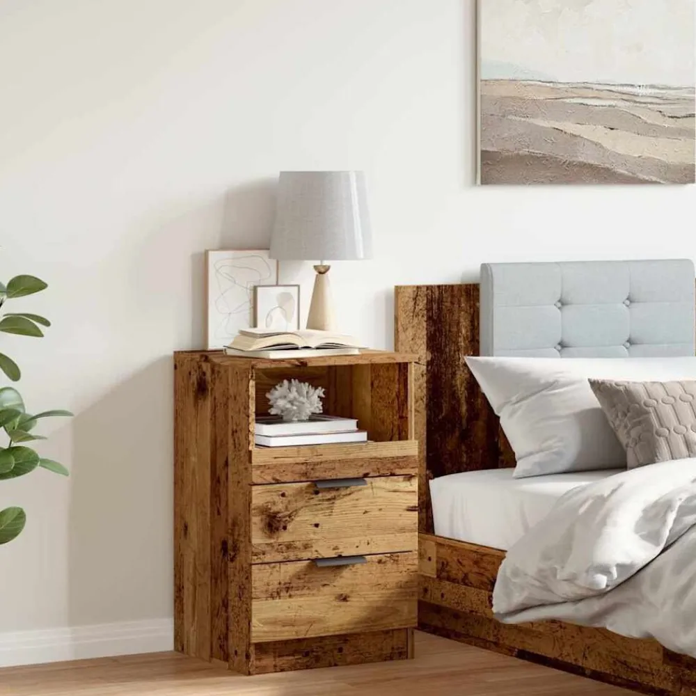 vidaXL Mesita de noche madera de ingeniería envejecida 40x36x65 cm Madera antigua Online