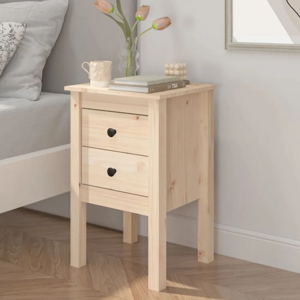 vidaXL Mesita de noche madera maciza de pino 40x35x61,5 cm Marrón