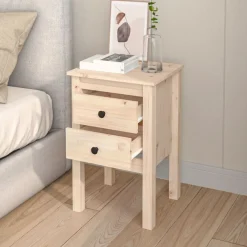vidaXL Mesita de noche madera maciza de pino 40x35x61,5 cm Marrón