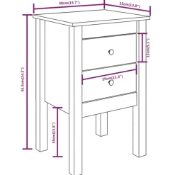 vidaXL Mesita de noche madera maciza de pino 40x35x61,5 cm Marrón