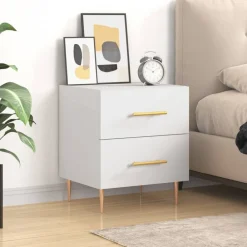 vidaXL Mesita de noche madera de ingeniería 40x35x47,5 cm Blanco Outlet