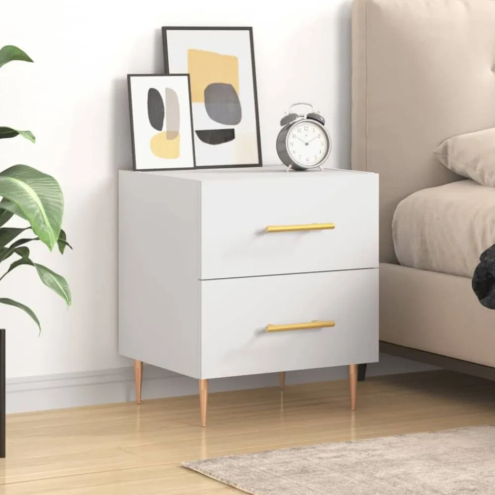 vidaXL Mesita de noche madera de ingeniería 40x35x47,5 cm Blanco Outlet