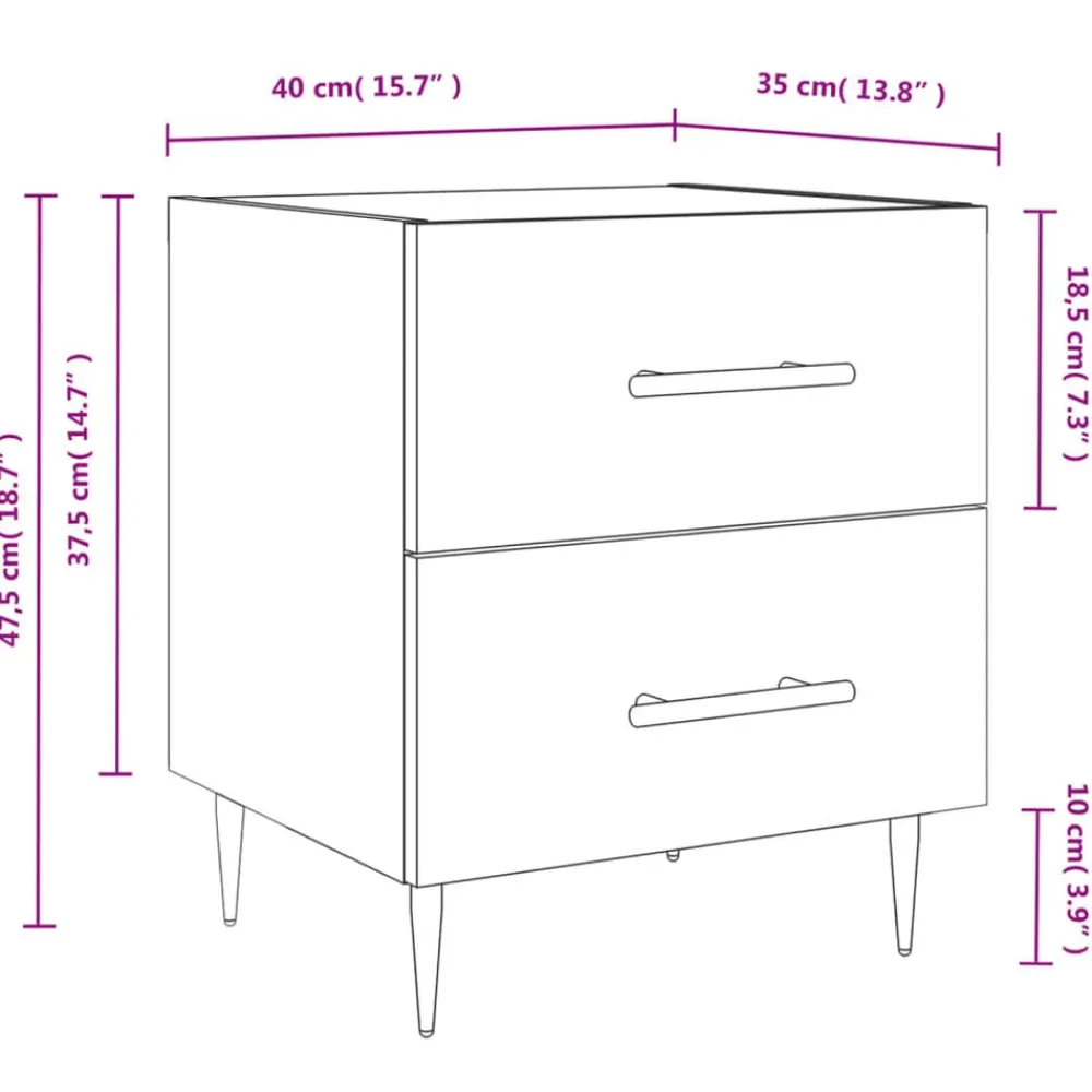 vidaXL Mesita de noche madera de ingeniería 40x35x47,5 cm Blanco Outlet