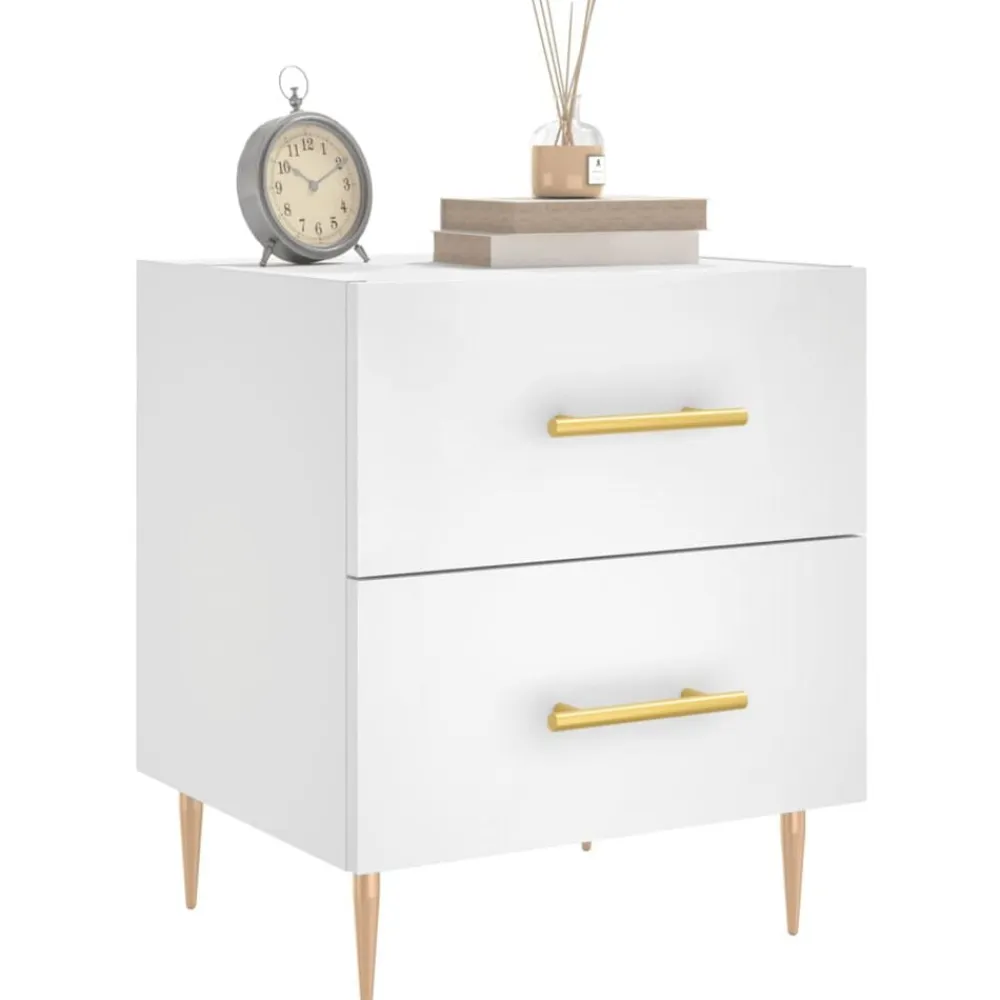 vidaXL Mesita de noche madera de ingeniería 40x35x47,5 cm Blanco Outlet