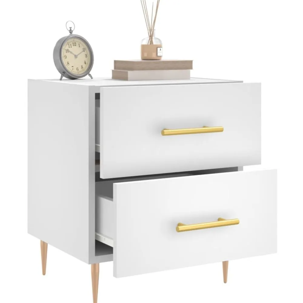 vidaXL Mesita de noche madera de ingeniería 40x35x47,5 cm Blanco Outlet