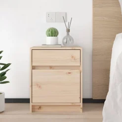 vidaXL Mesita de noche madera maciza de pino 40x31x50 cm Natural Clearance