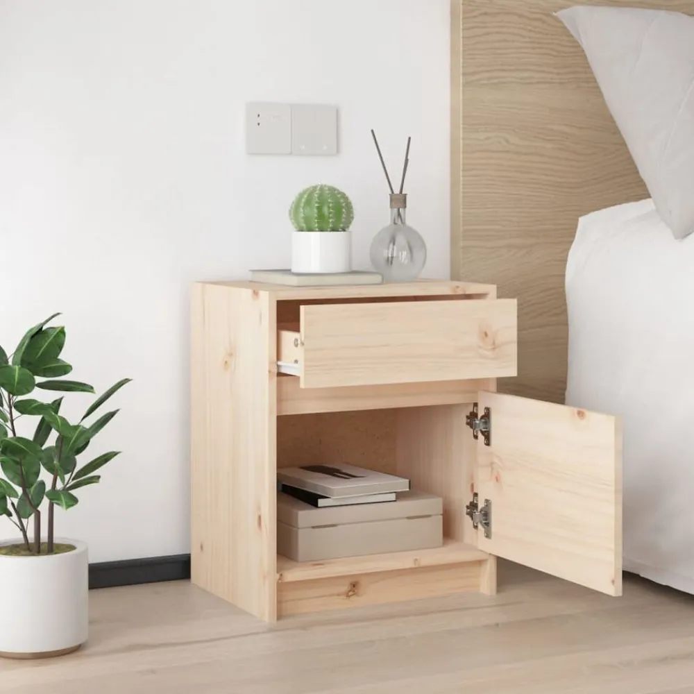 vidaXL Mesita de noche madera maciza de pino 40x31x50 cm Natural Clearance