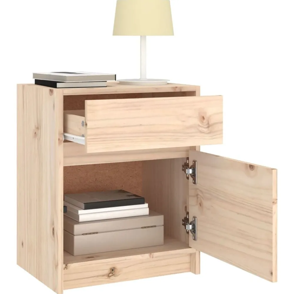 vidaXL Mesita de noche madera maciza de pino 40x31x50 cm Natural Clearance