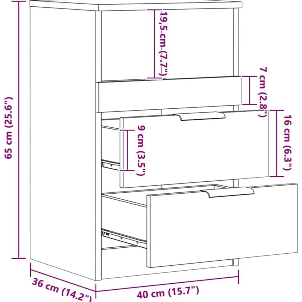 vidaXL Mesas-Mesita de noche madera de ingeniería 40x36x65 cm
