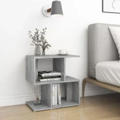 vidaXL Mesas-Mesita de noche madera de ingeniería gris hormigón 50x30x51,5cm