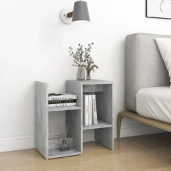 vidaXL Mesas-Mesita de noche madera de ingeniería gris hormigón 50x30x51,5cm