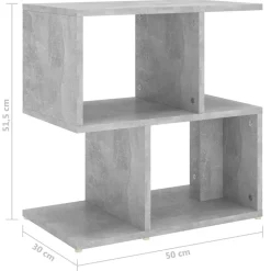 vidaXL Mesas-Mesita de noche madera de ingeniería gris hormigón 50x30x51,5cm