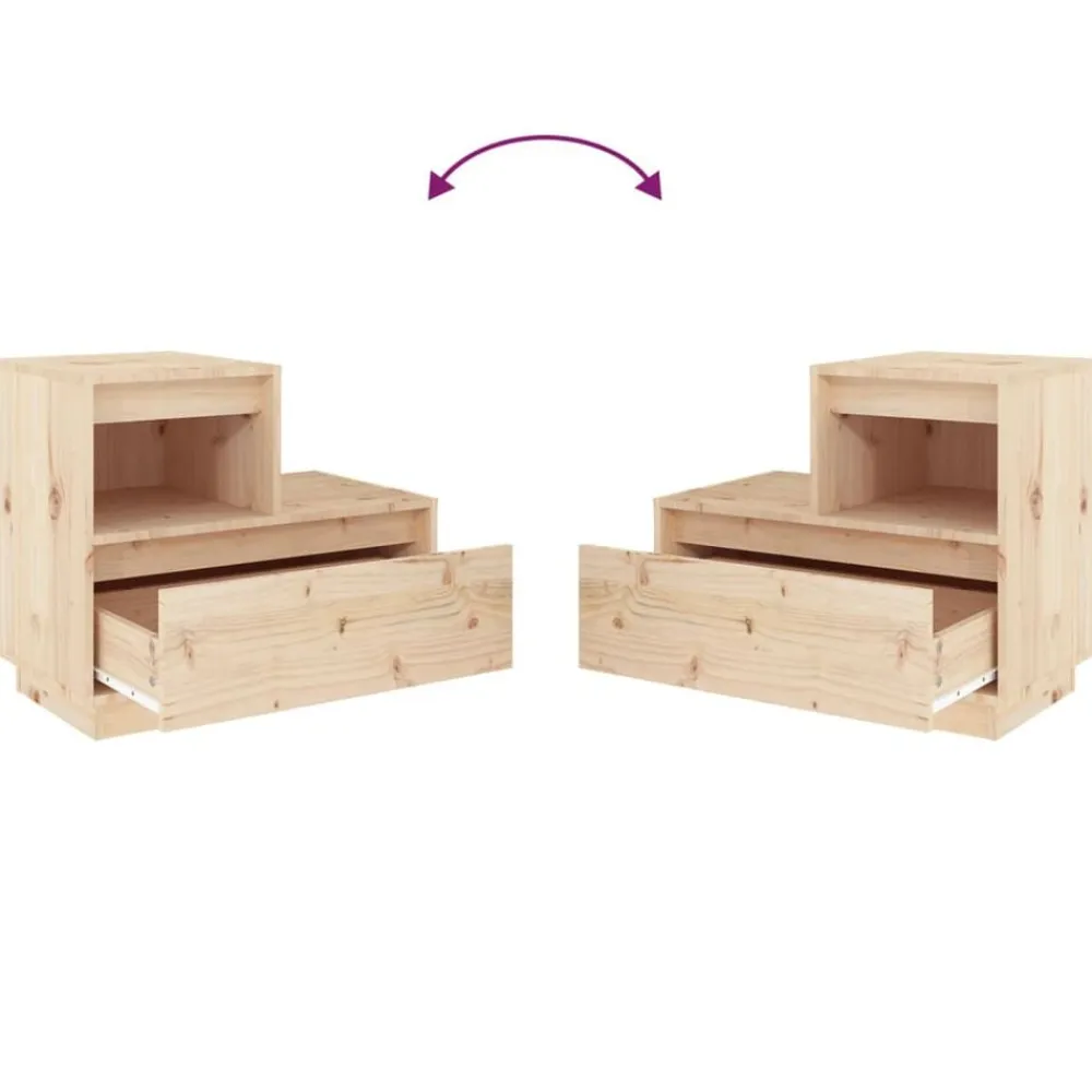 vidaXL Mesas-Mesita de noche madera maciza de pino 60x34x51 cm