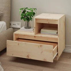 vidaXL Mesas-Mesita de noche madera maciza de pino 60x34x51 cm