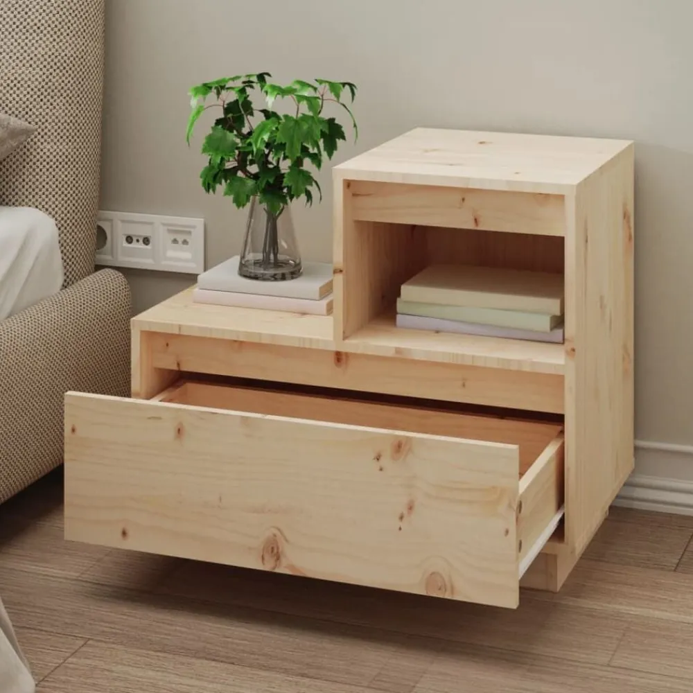 vidaXL Mesas-Mesita de noche madera maciza de pino 60x34x51 cm