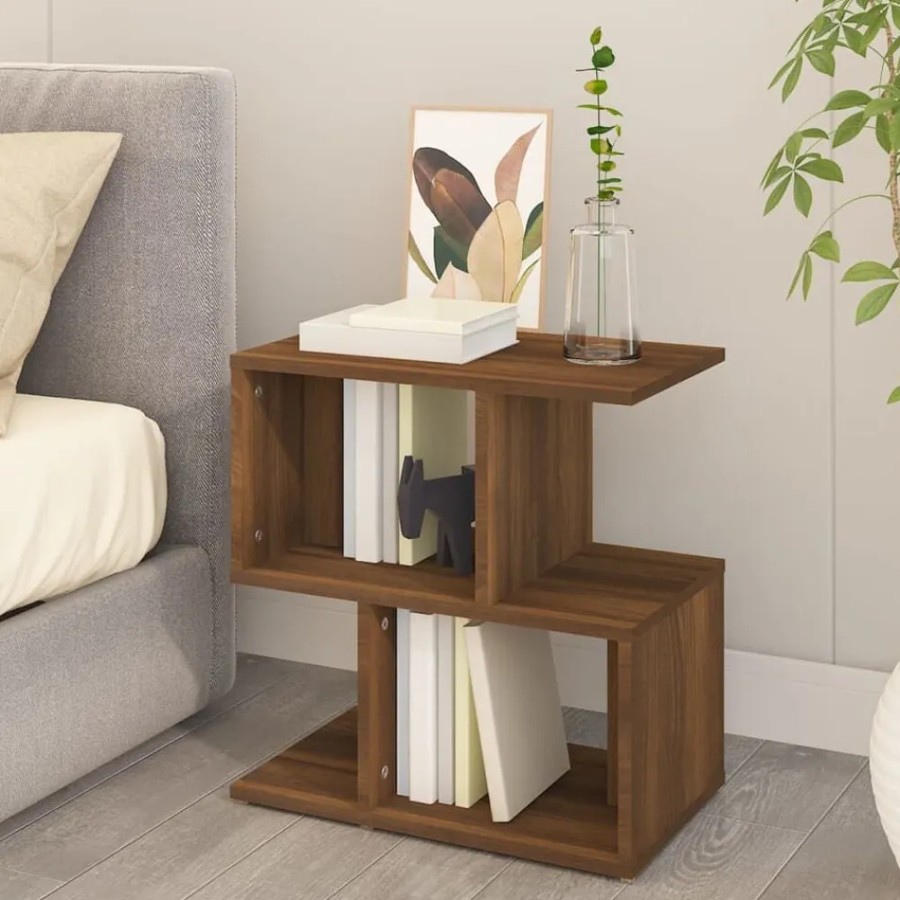 vidaXL Mesas-Mesita de noche madera contrachapada marrón roble 50x30x51,5cm