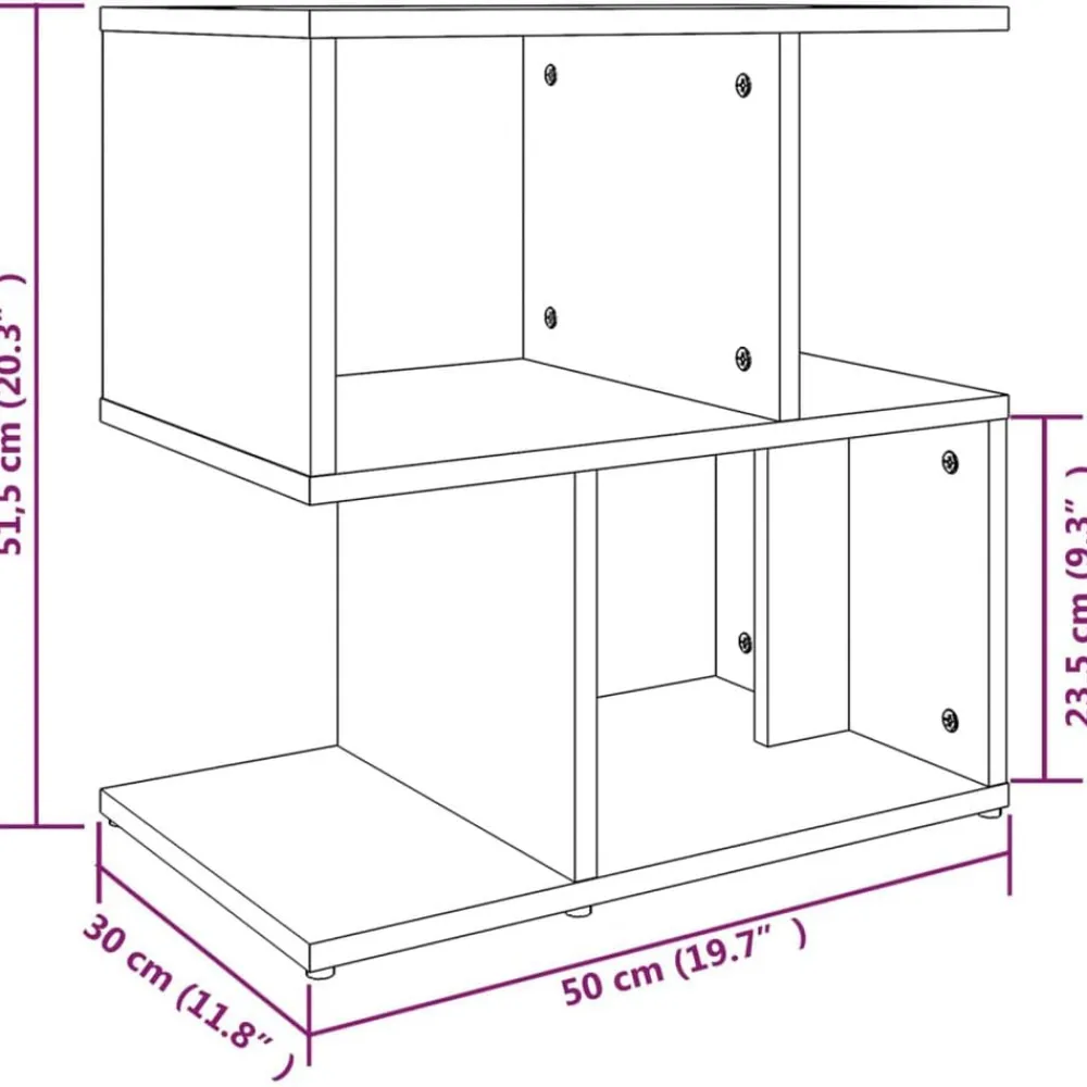 vidaXL Mesas-Mesita de noche madera contrachapada marrón roble 50x30x51,5cm