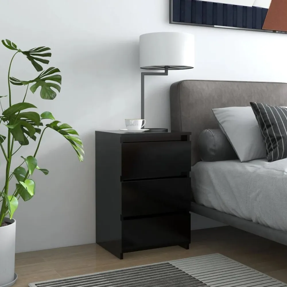 vidaXL Mesita de noche madera contrachapada 40x35x62,5 cm Negro