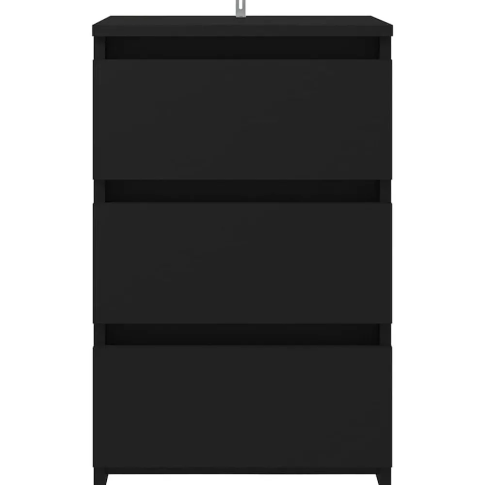 vidaXL Mesita de noche madera contrachapada 40x35x62,5 cm Negro