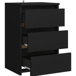 vidaXL Mesita de noche madera contrachapada 40x35x62,5 cm Negro