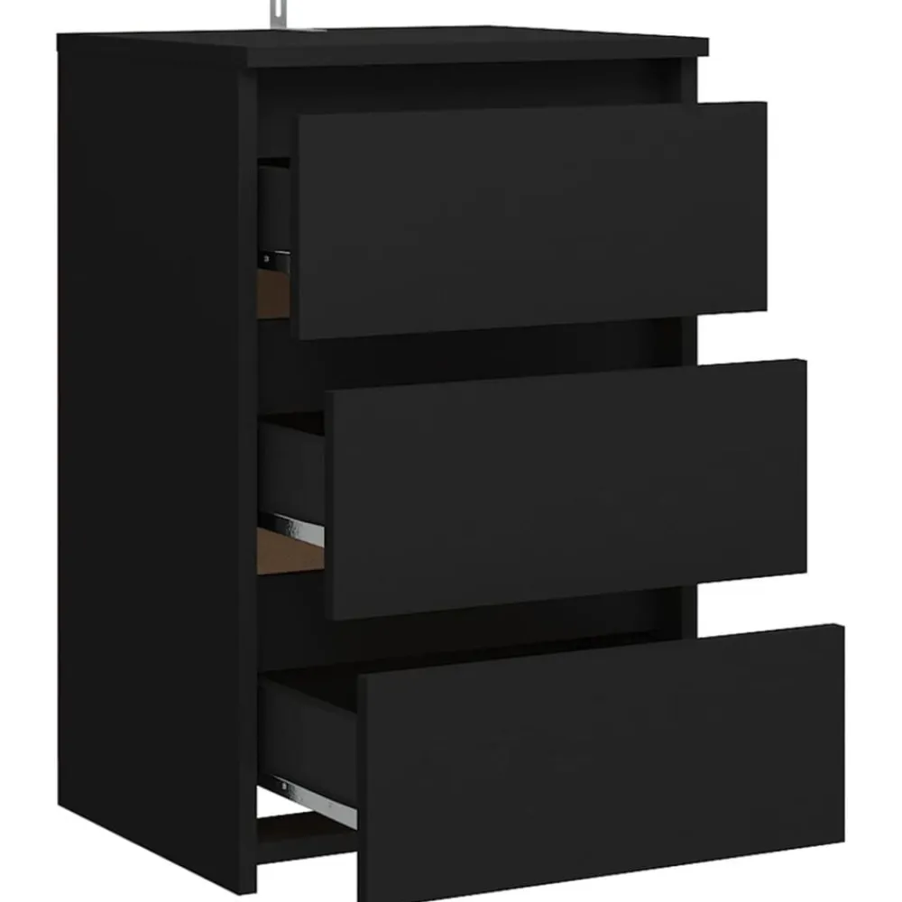 vidaXL Mesita de noche madera contrachapada 40x35x62,5 cm Negro