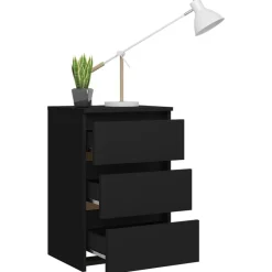 vidaXL Mesita de noche madera contrachapada 40x35x62,5 cm Negro