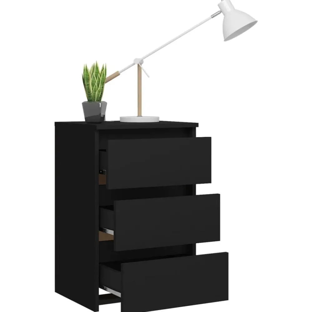 vidaXL Mesita de noche madera contrachapada 40x35x62,5 cm Negro