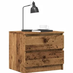 vidaXL Mesita de noche madera de ingeniería envejecida 50x40x43.5 cm Madera antigua Best