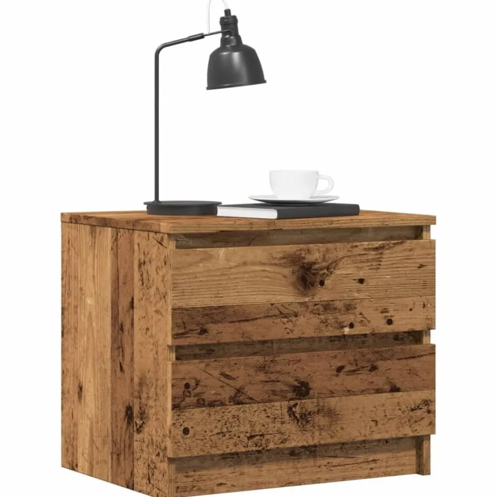 vidaXL Mesita de noche madera de ingeniería envejecida 50x40x43.5 cm Madera antigua Best