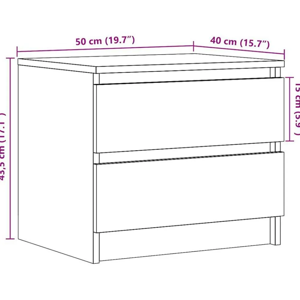 vidaXL Mesita de noche madera de ingeniería envejecida 50x40x43.5 cm Madera antigua Best