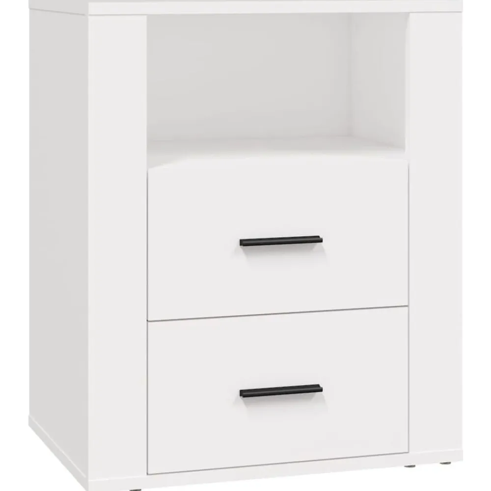 vidaXL Mesita de noche madera contrachapada 50x36x60 cm Blanco Discount