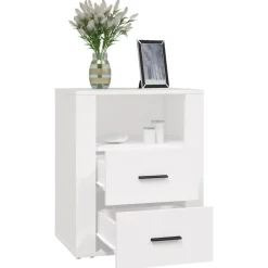 vidaXL Mesita de noche madera contrachapada 50x36x60 cm Blanco Discount