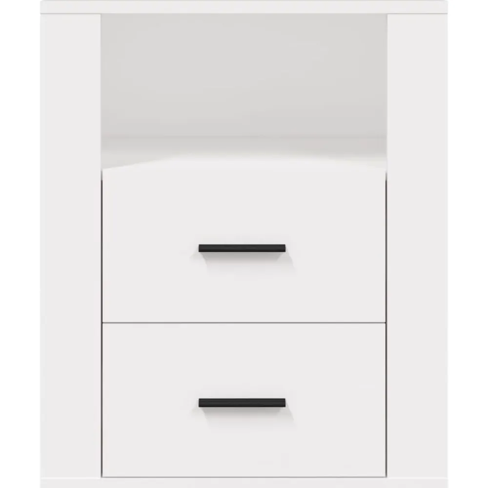 vidaXL Mesita de noche madera contrachapada 50x36x60 cm Blanco Discount
