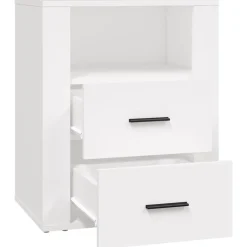 vidaXL Mesita de noche madera contrachapada 50x36x60 cm Blanco Discount