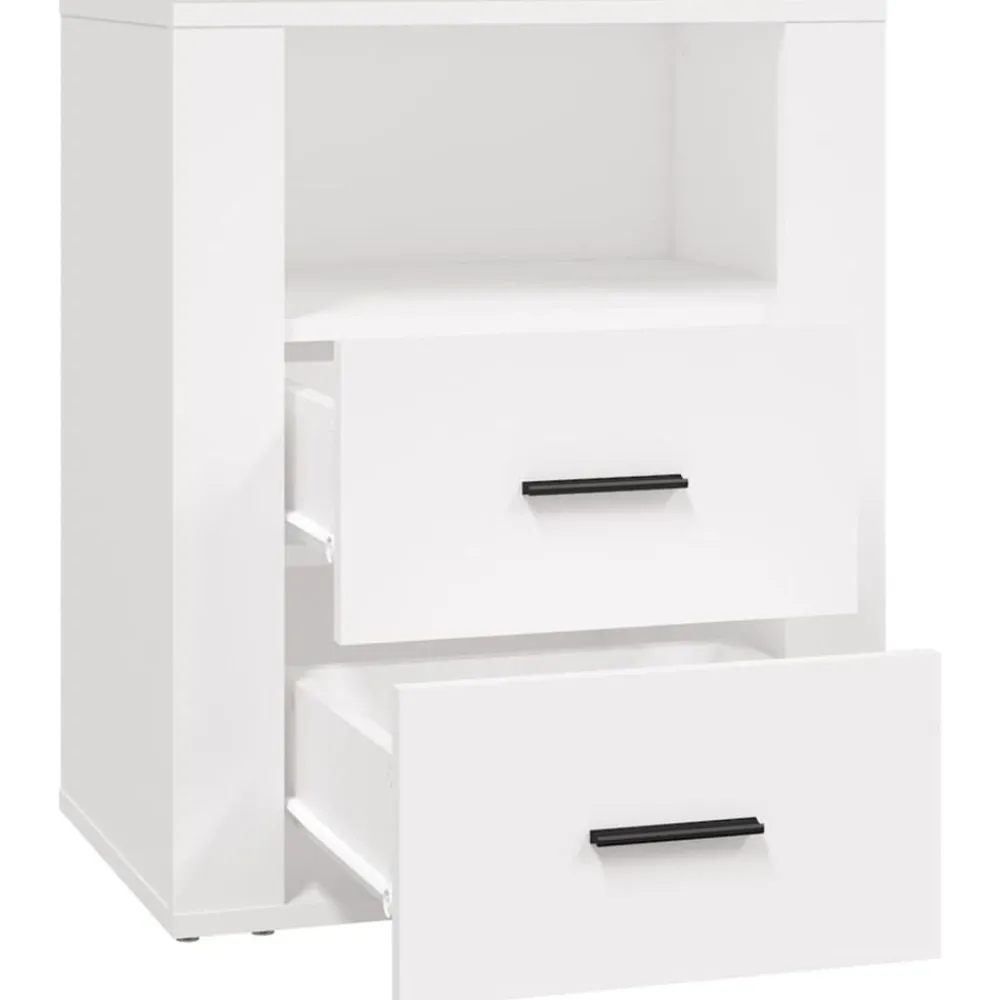vidaXL Mesita de noche madera contrachapada 50x36x60 cm Blanco Discount