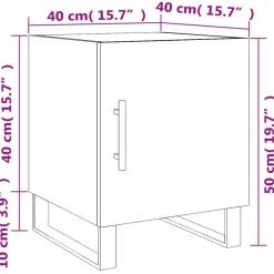 vidaXL Mesas-Mesita de noche madera de ingeniería marrón roble 40x40x50 cm