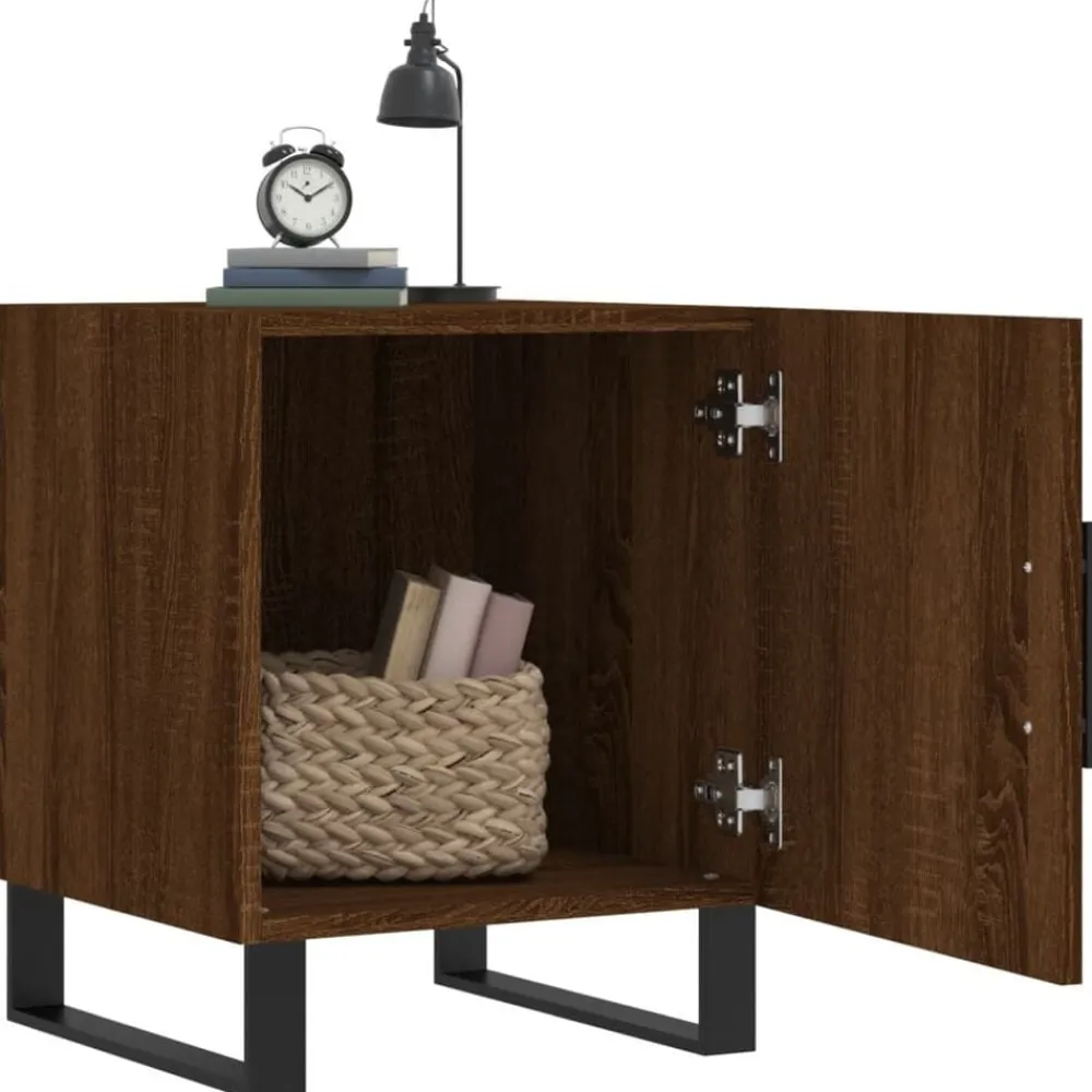 vidaXL Mesas-Mesita de noche madera de ingeniería marrón roble 40x40x50 cm