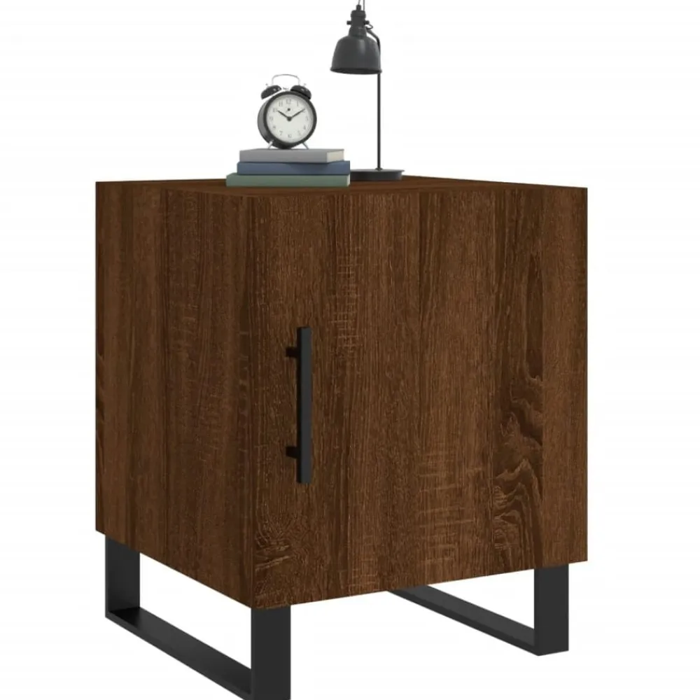 vidaXL Mesas-Mesita de noche madera de ingeniería marrón roble 40x40x50 cm