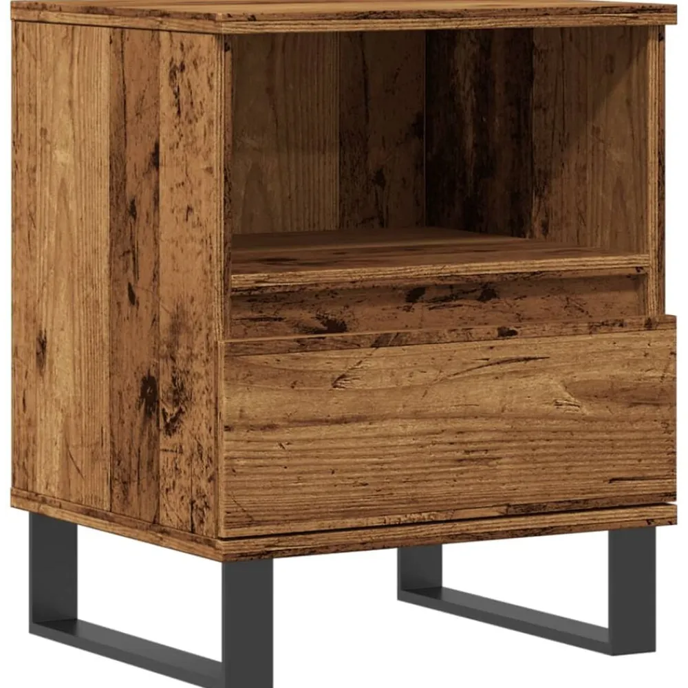 vidaXL Mesas-Mesita de noche madera ingeniería madera envejecida 40x35x50 cm