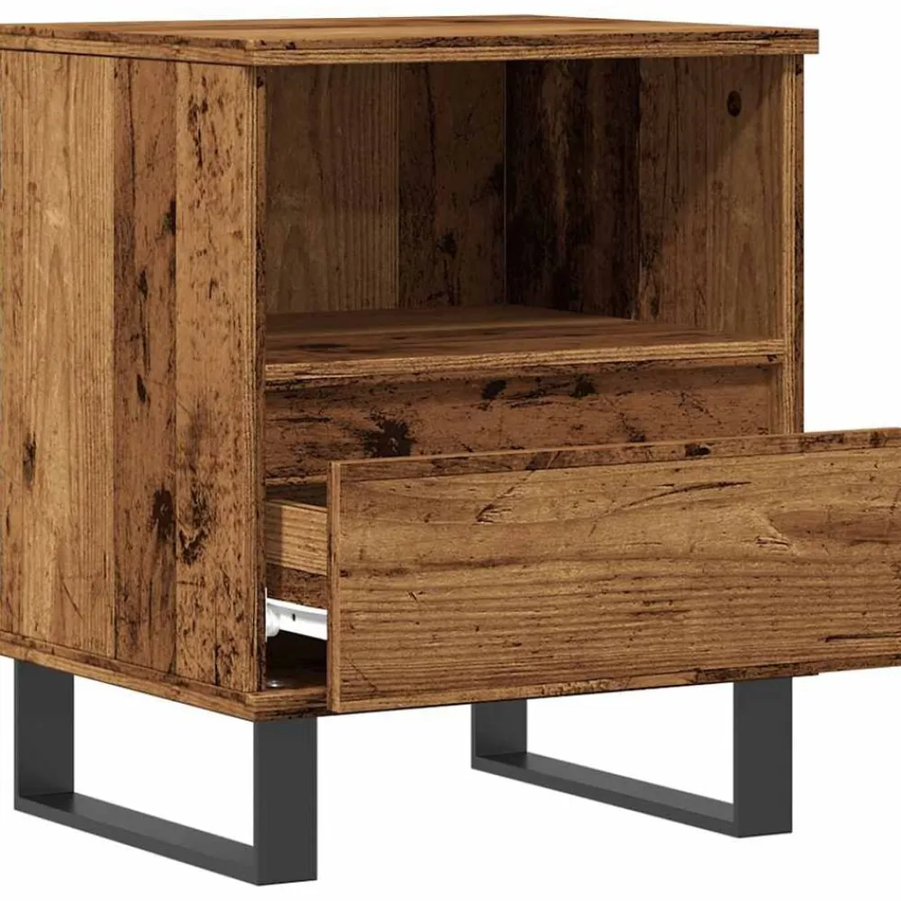 vidaXL Mesas-Mesita de noche madera ingeniería madera envejecida 40x35x50 cm