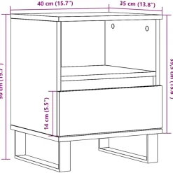 vidaXL Mesas-Mesita de noche madera ingeniería madera envejecida 40x35x50 cm
